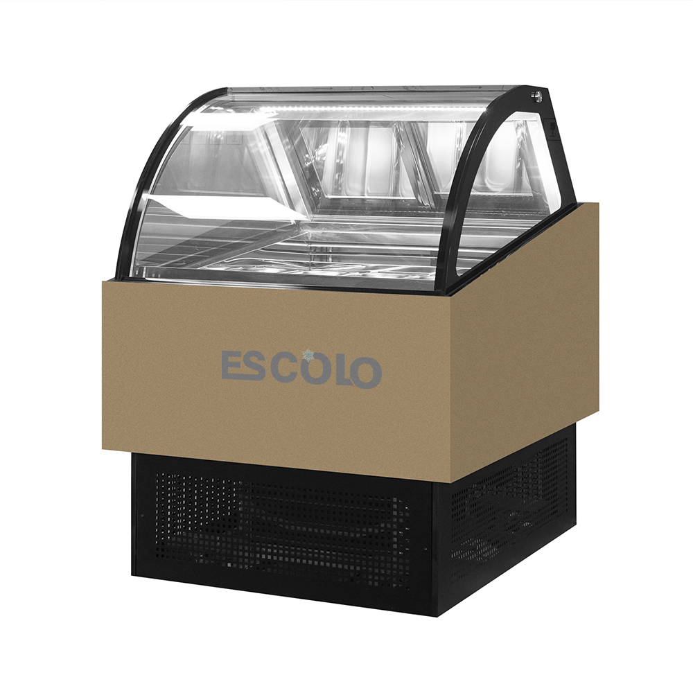 Vertical Ice Cream Display Freezer with LED Light Automatic Defrost 12 Trays
