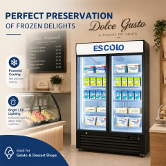 Supermarket freezer with double glass door cooler for retail display