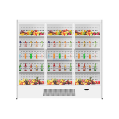 3-Door Refrigerated Display Case with LED Shelves for Easy Grocery Merchandising