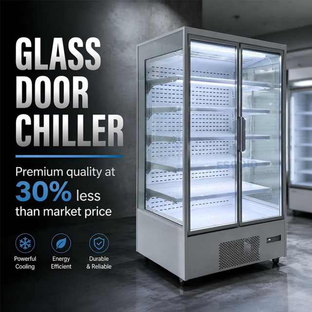 2 Door Commercial Chiller with Frameless Glass Doors for Supermarkets & Grocery Stores