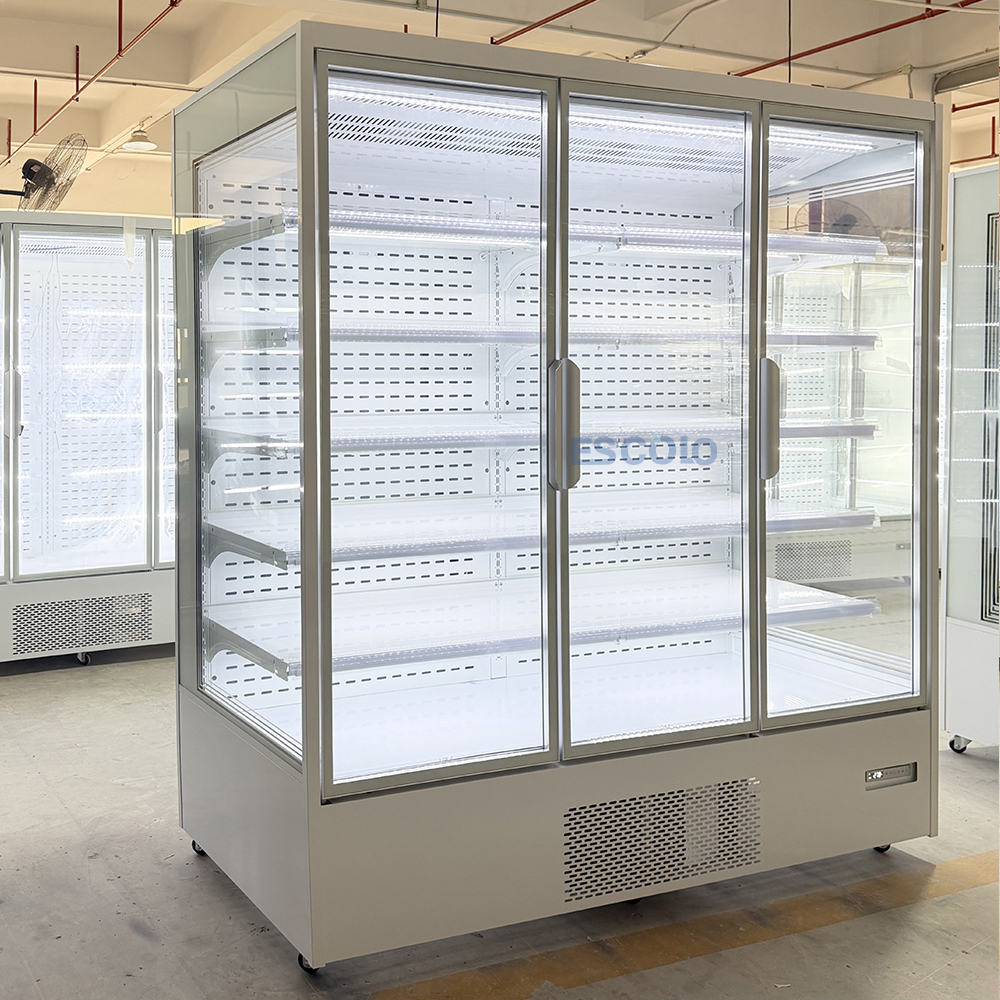 Supermarket Refrigerated Display Case Air Curtain Chiller with Glass Doors
