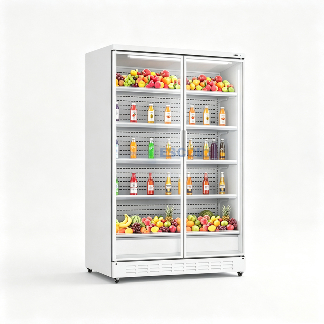 Commercial Wind Curtain Display Refrigerator with LED Shelves for Easy Product Merchandising