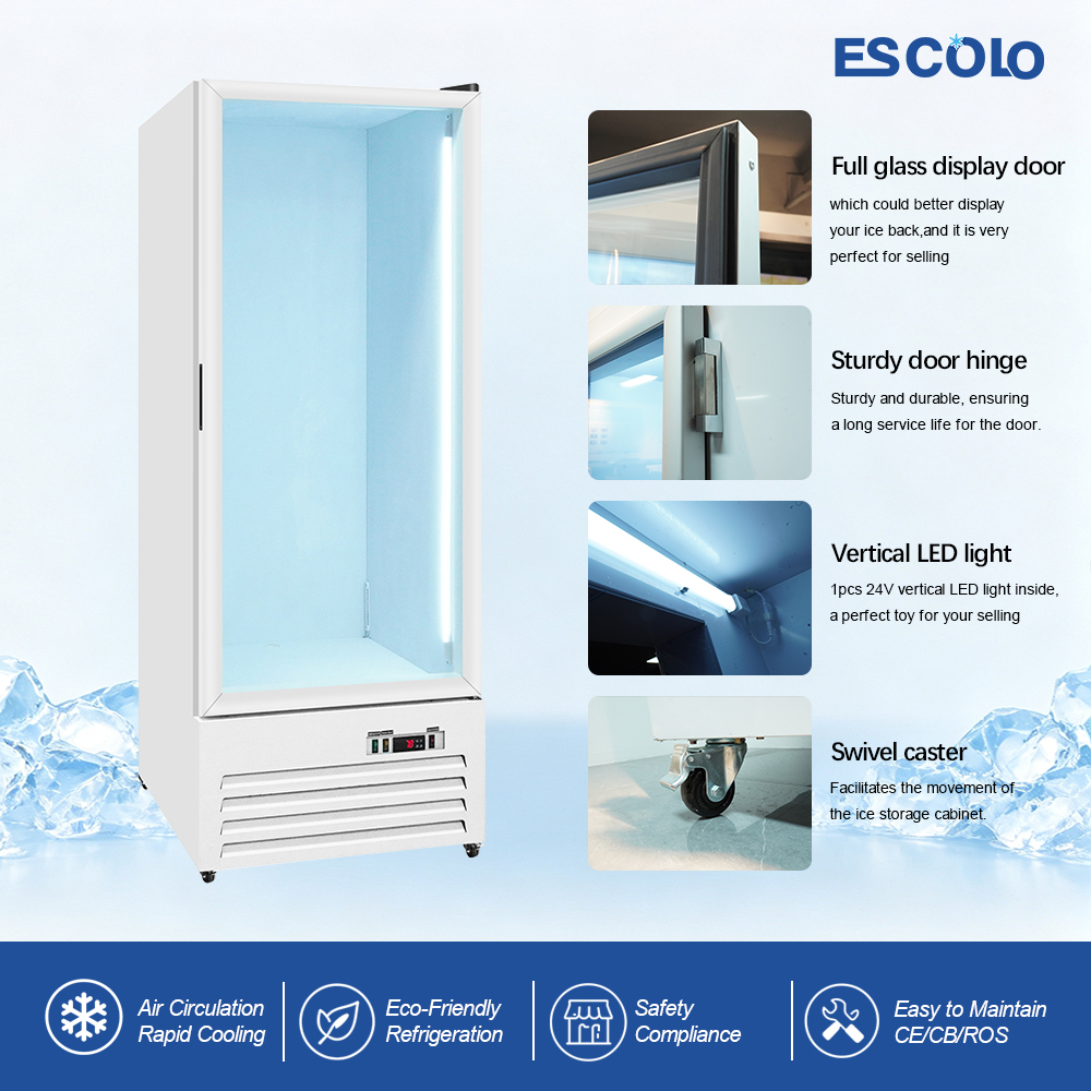 Commercial Ice Freezer Box with Glass Door for Convenience Store and Supermarket Bagged Ice Storage