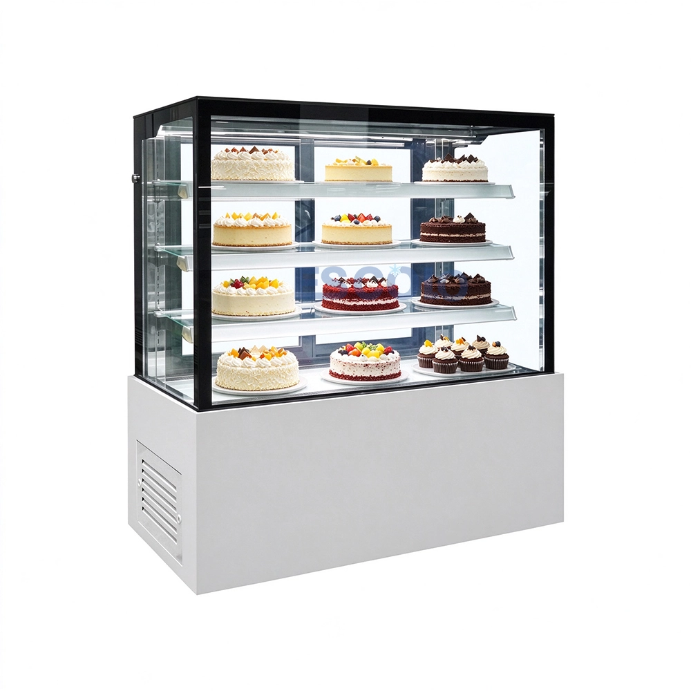 ESK-1400A2 Commercial Cake Display Fridge – Black Marble Bakery Showcase Cabinet