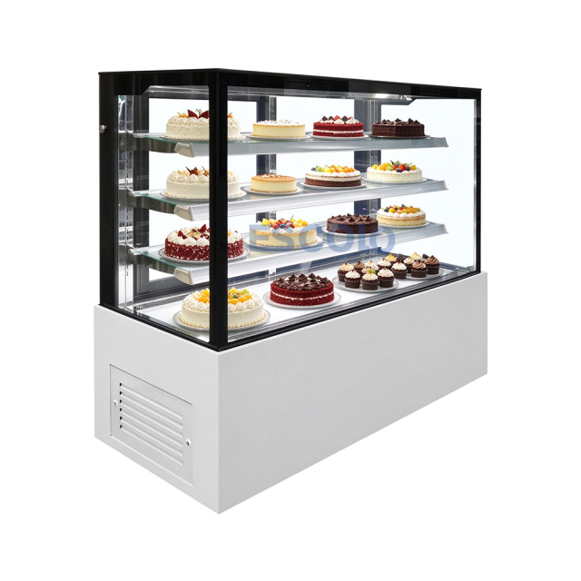 1800mm Black Marble Cake Showcase Fridge with Rear Sliding Door & LED Lighting