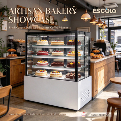 1800mm Black Marble Cake Showcase Fridge with Rear Sliding Door & LED Lighting