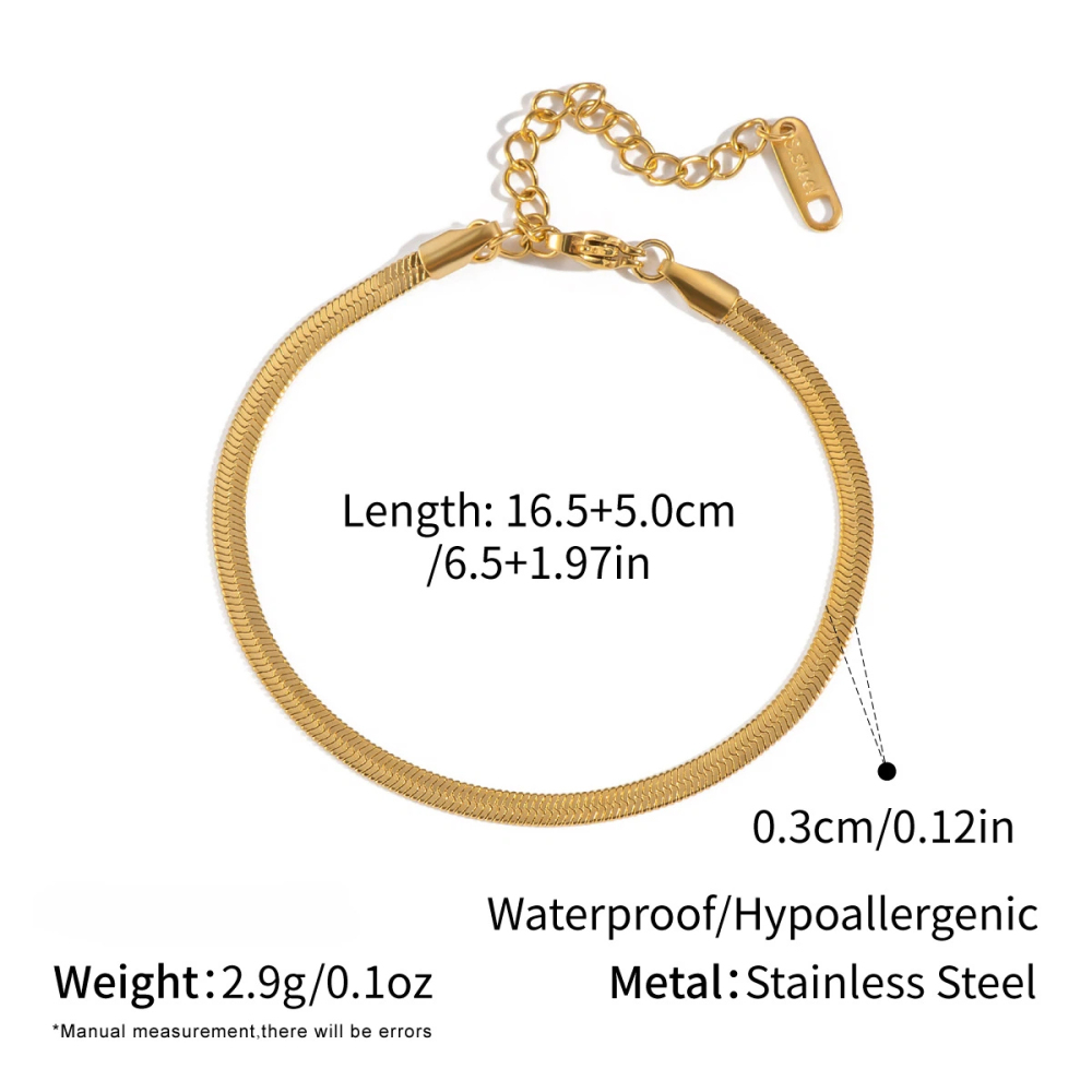 Waterproof Tarnish Free Fashion Stainless Steel 18k Gold Plated Double Layer Link Chain Bracelet