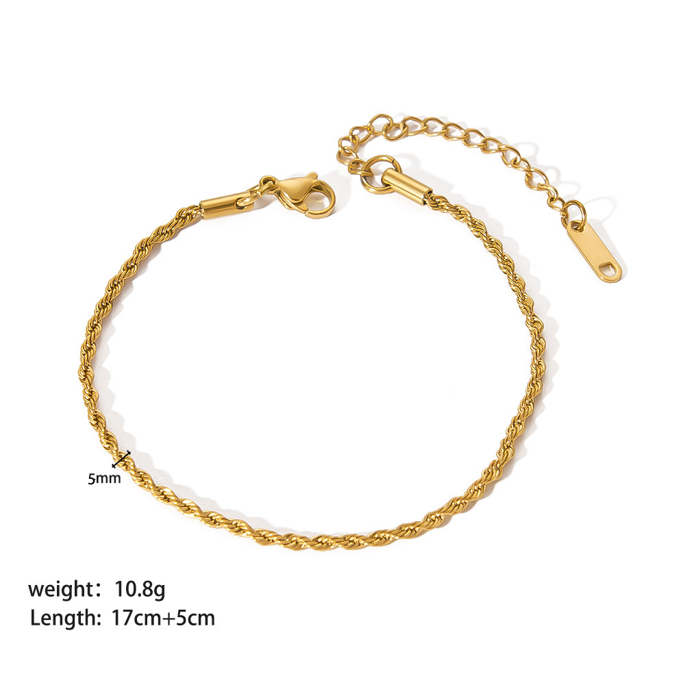 Waterproof Tarnish Free Fashion Stainless Steel 18k Gold Plated Double Layer Link Chain Bracelet