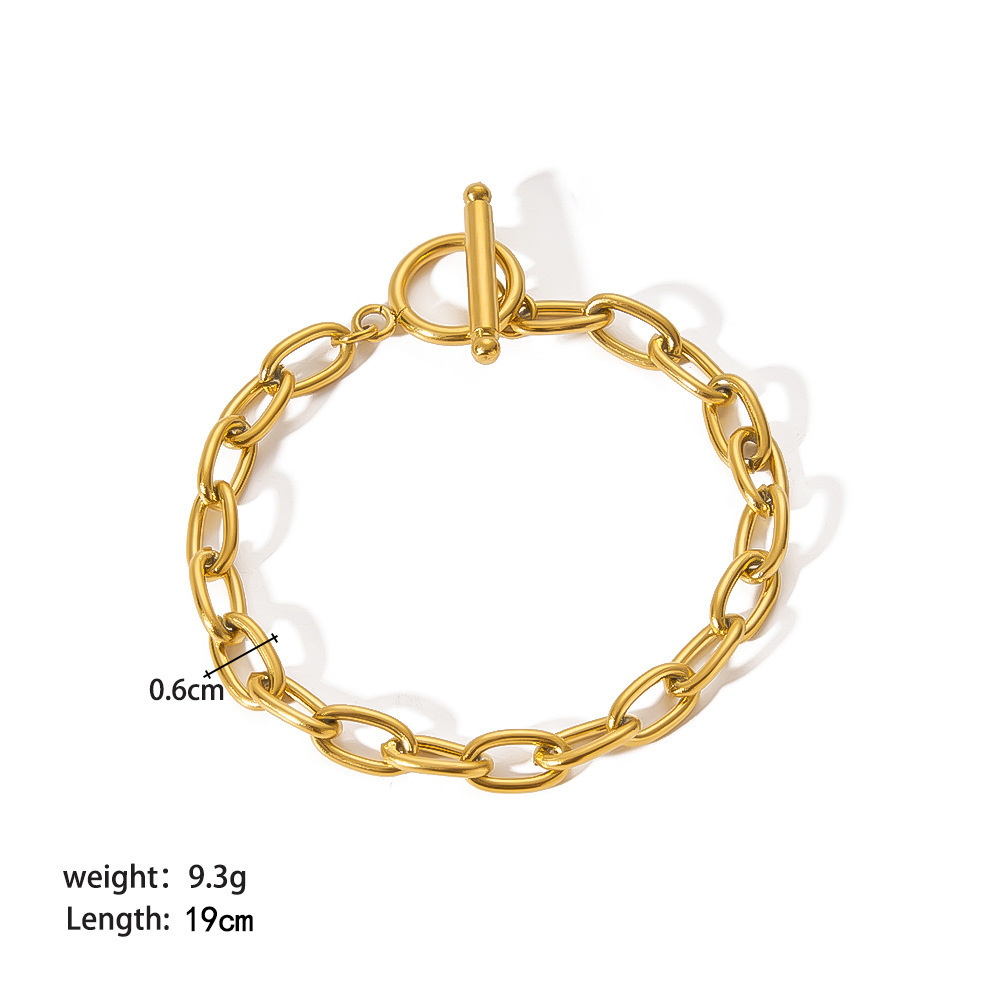 Waterproof Tarnish Free Fashion Stainless Steel 18k Gold Plated Double Layer Link Chain Bracelet