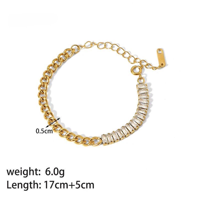 Waterproof Tarnish Free Fashion Stainless Steel 18k Gold Plated Double Layer Link Chain Bracelet