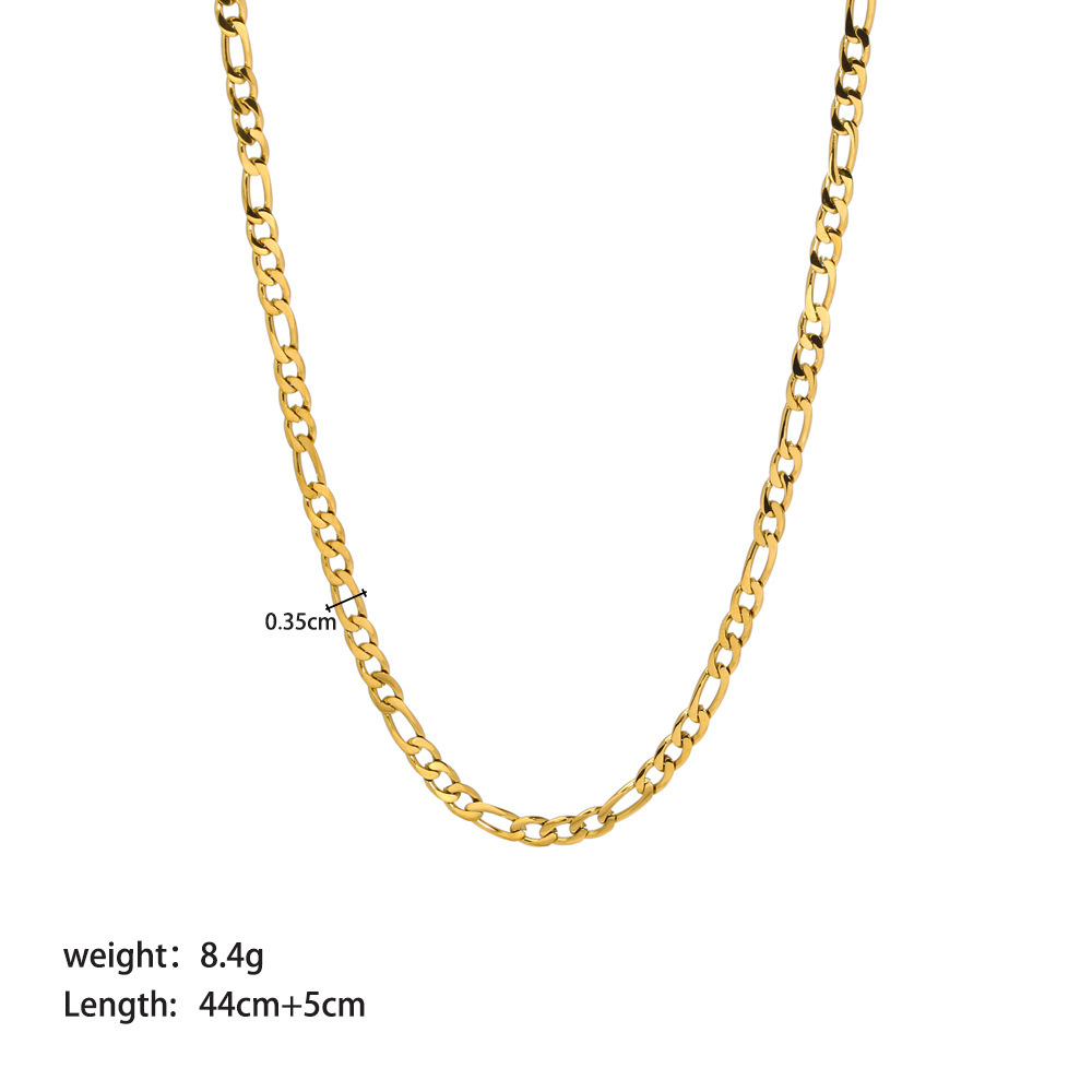Waterproof Tarnish Free Stainless Steel Necklace PVD 18K Gold Simple Chain Necklace