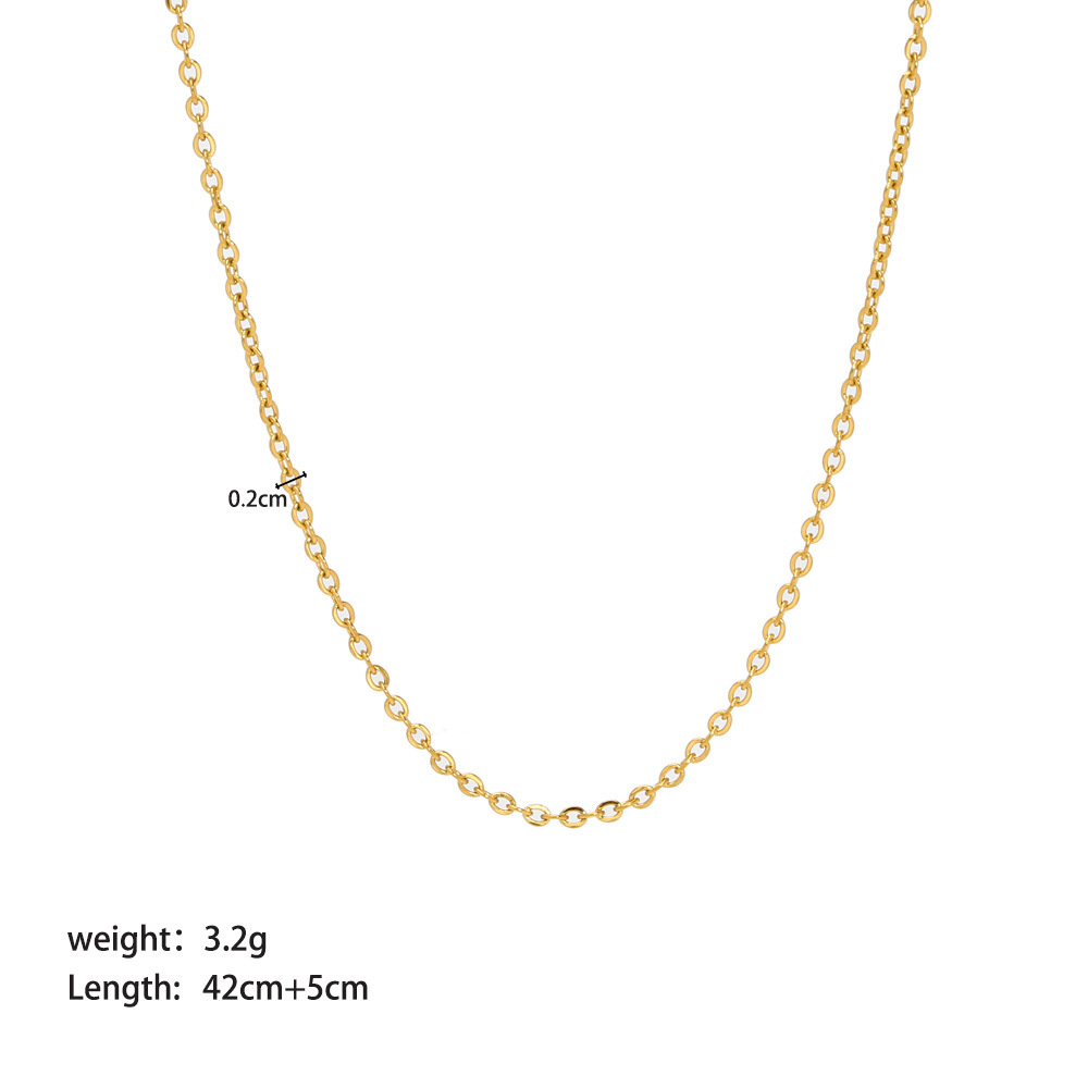 Waterproof Tarnish Free Stainless Steel Necklace PVD 18K Gold Simple Chain Necklace
