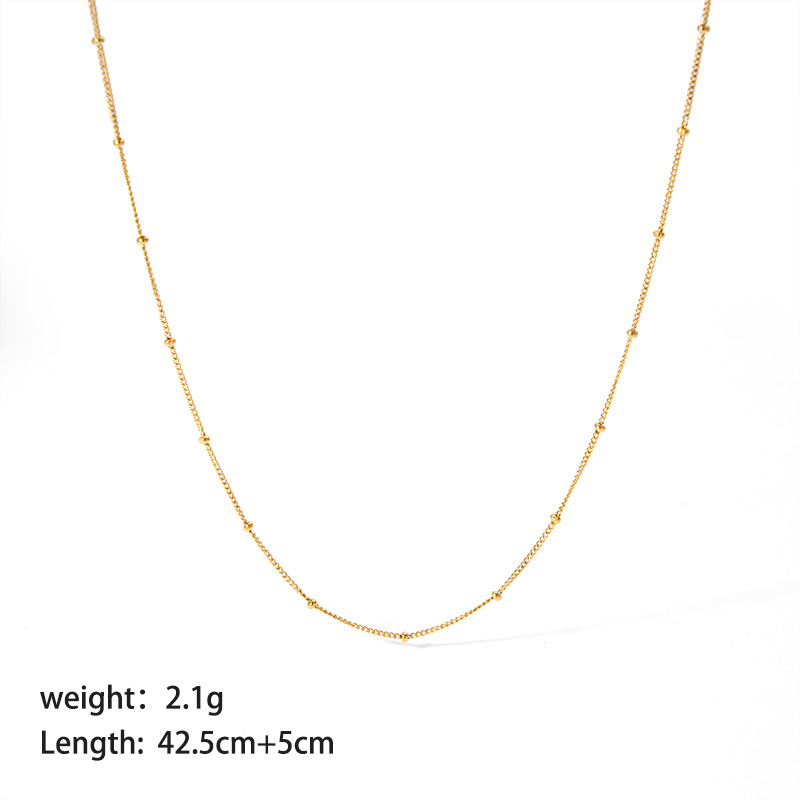 Waterproof Tarnish Free Stainless Steel Necklace PVD 18K Gold Simple Chain Necklace
