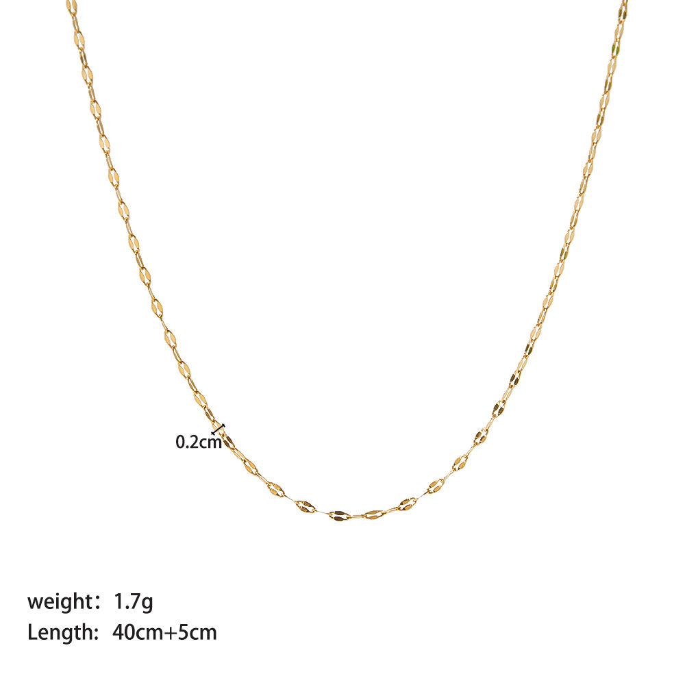 Waterproof Tarnish Free Stainless Steel Necklace PVD 18K Gold Simple Chain Necklace