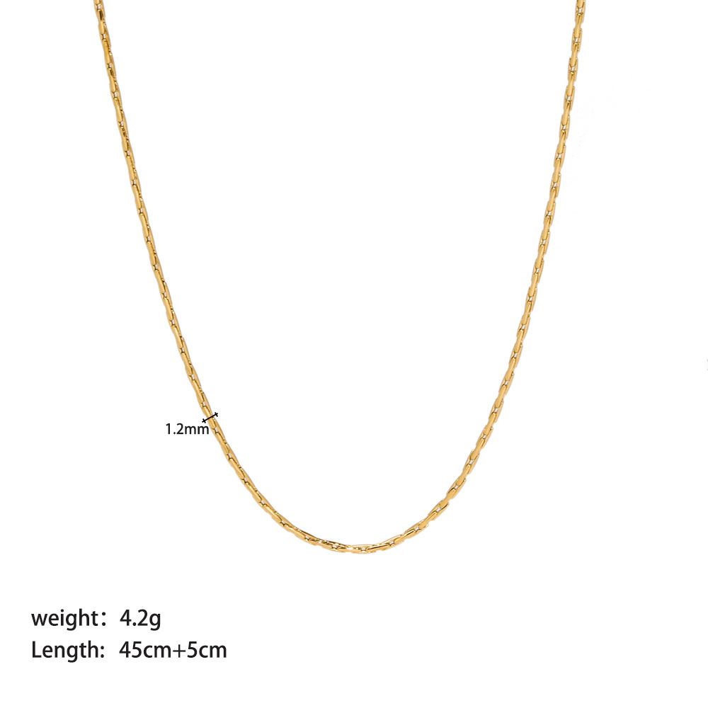 Waterproof Tarnish Free Stainless Steel Necklace PVD 18K Gold Simple Chain Necklace