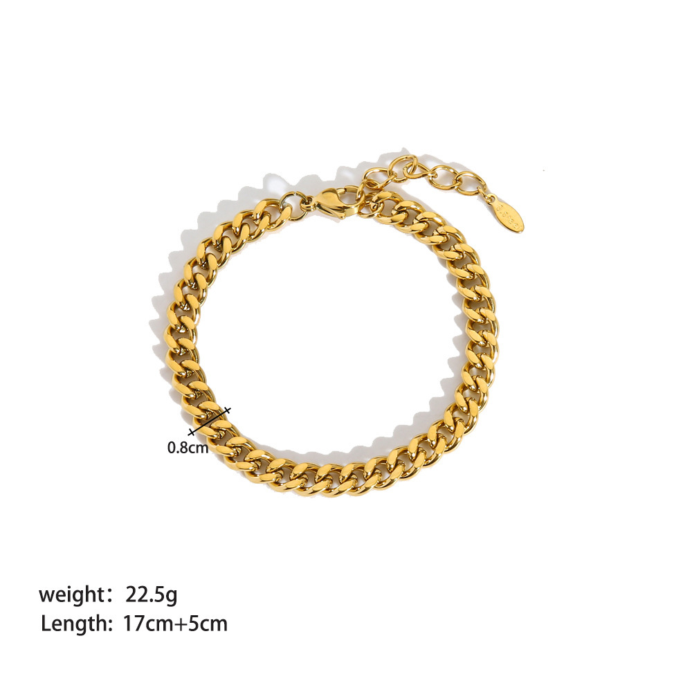 Waterproof Tarnish Free Fashion Stainless Steel 18k Gold Plated Double Layer Link Chain Bracelet