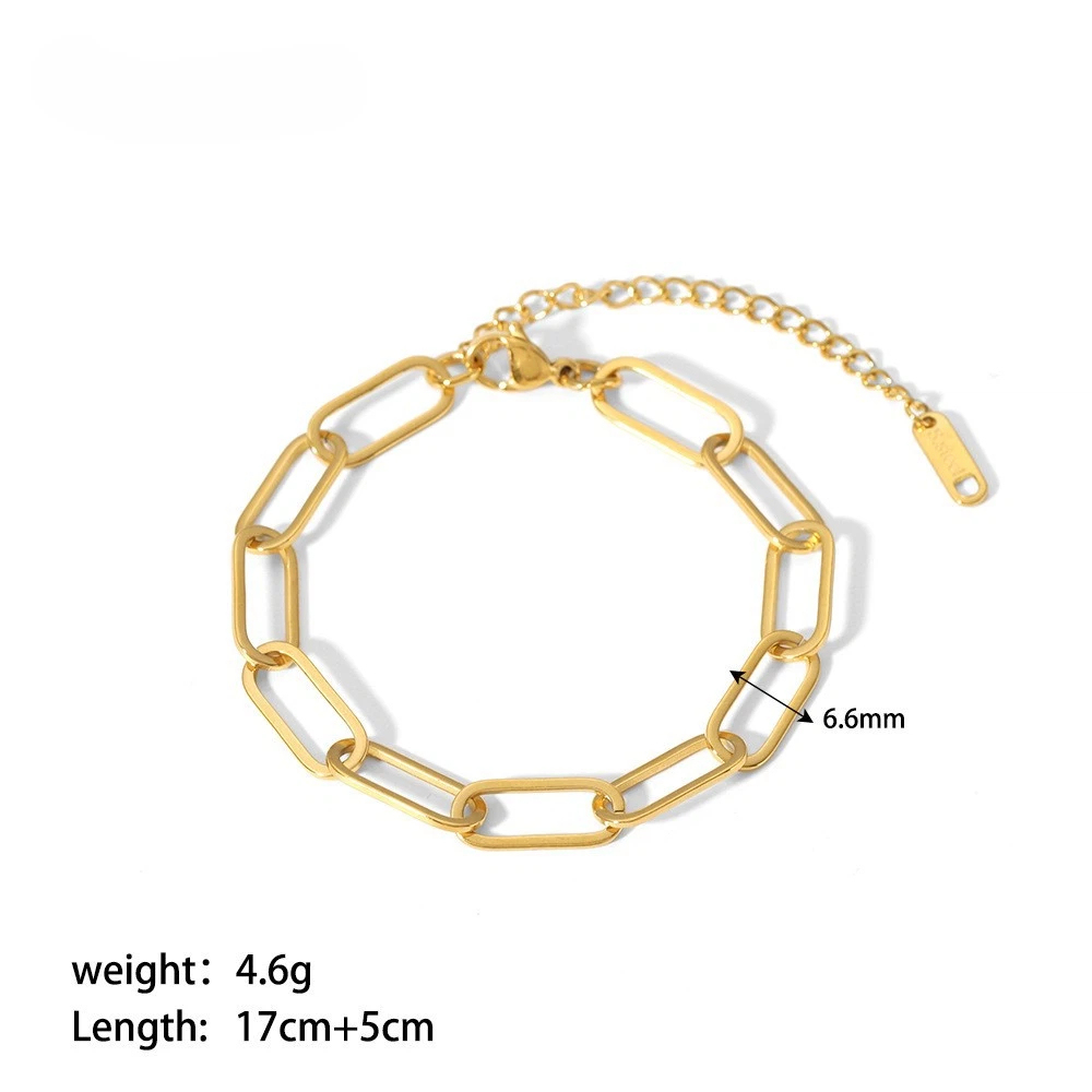 Waterproof Tarnish Free Fashion Stainless Steel 18k Gold Plated Double Layer Link Chain Bracelet