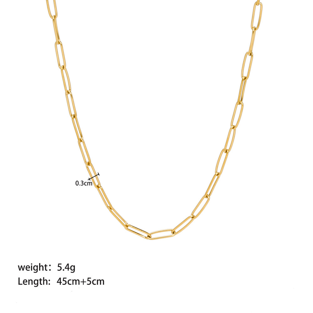 Waterproof Tarnish Free Stainless Steel Necklace PVD 18K Gold Simple Chain Necklace