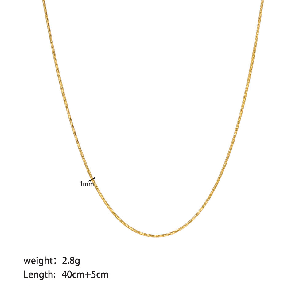 Waterproof Tarnish Free Stainless Steel Necklace PVD 18K Gold Simple Chain Necklace