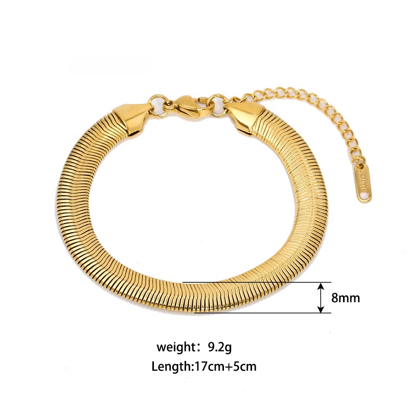 Waterproof Tarnish Free Fashion Stainless Steel 18k Gold Plated Double Layer Link Chain Bracelet