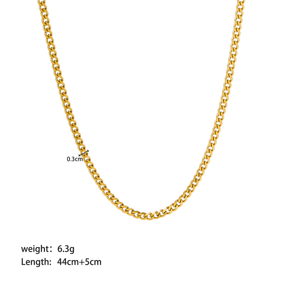 Waterproof Tarnish Free Stainless Steel Necklace PVD 18K Gold Simple Chain Necklace