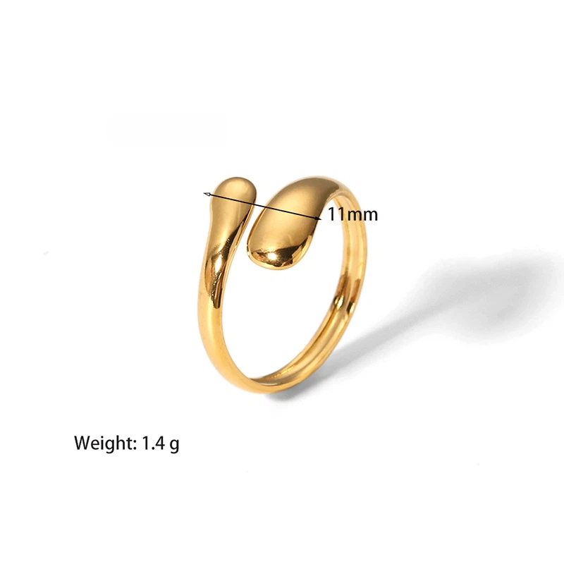 Waterproof Tarnish Free Stainless Steel Rings 18K Gold Plated Fashion Jewelry