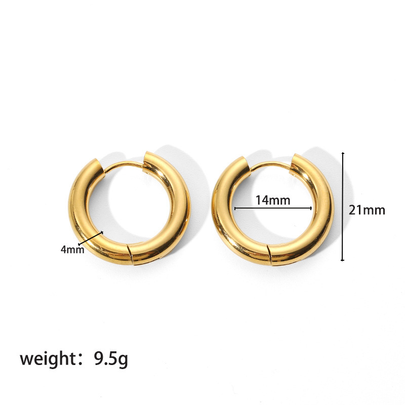 Waterproof Tarnish Free Stainless Steel Earrings 18K Gold Plated Hoop Earring