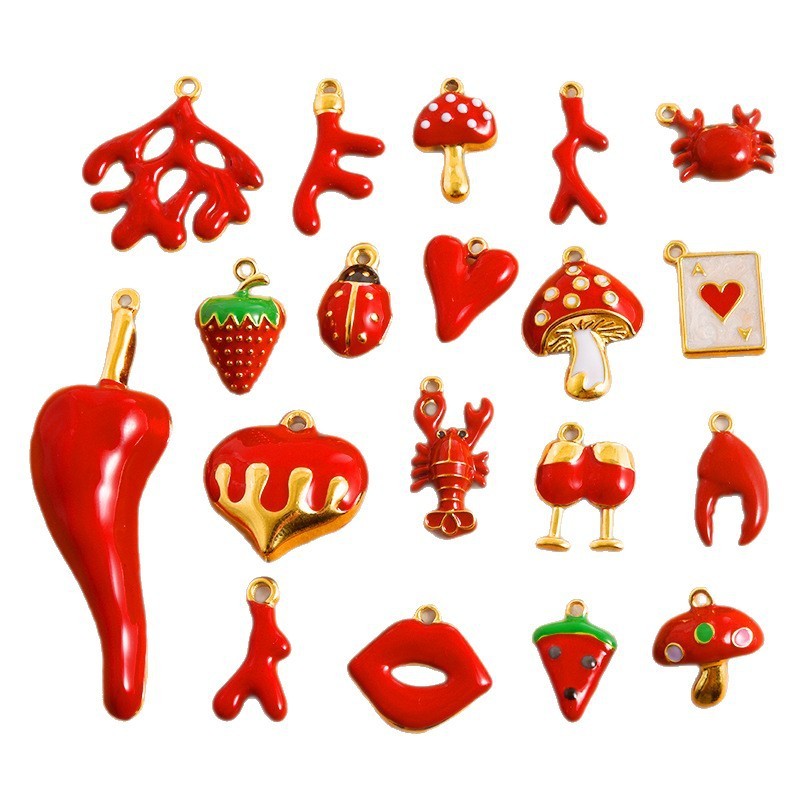 Fashion pendant with red oil dripping marine series DIY jewelry accessories bracelet necklace pendant matching charms