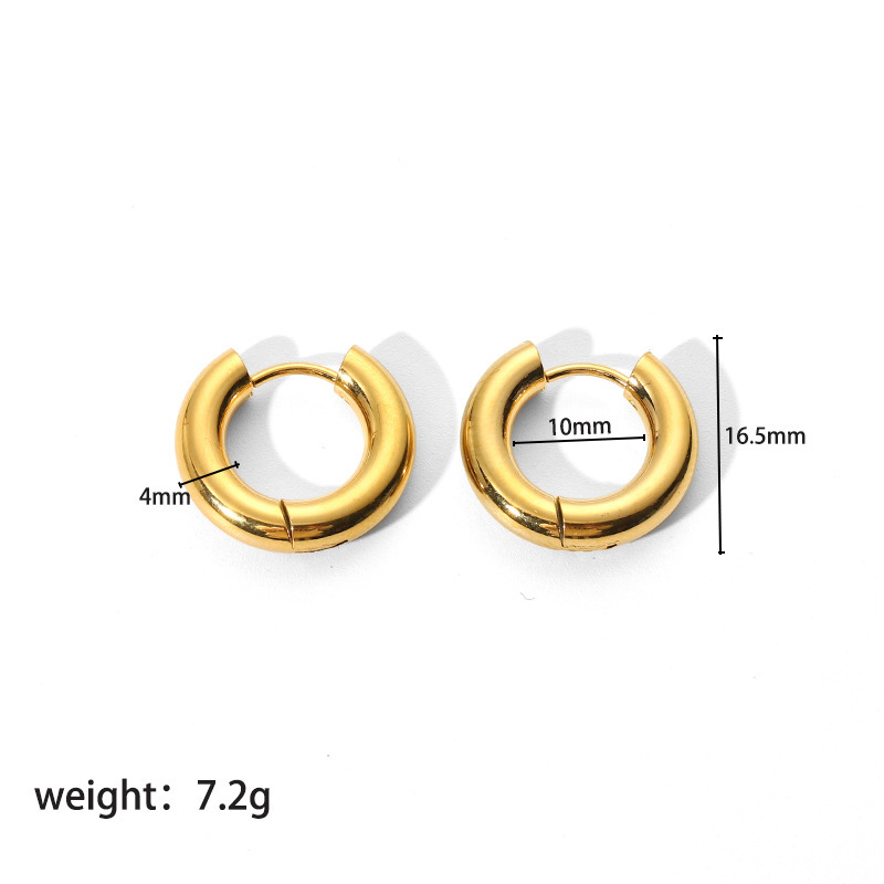 Waterproof Tarnish Free Stainless Steel Earrings 18K Gold Plated Hoop Earring