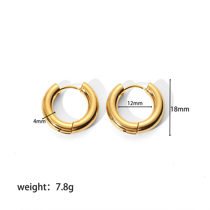 Waterproof Tarnish Free Stainless Steel Earrings 18K Gold Plated Hoop Earring