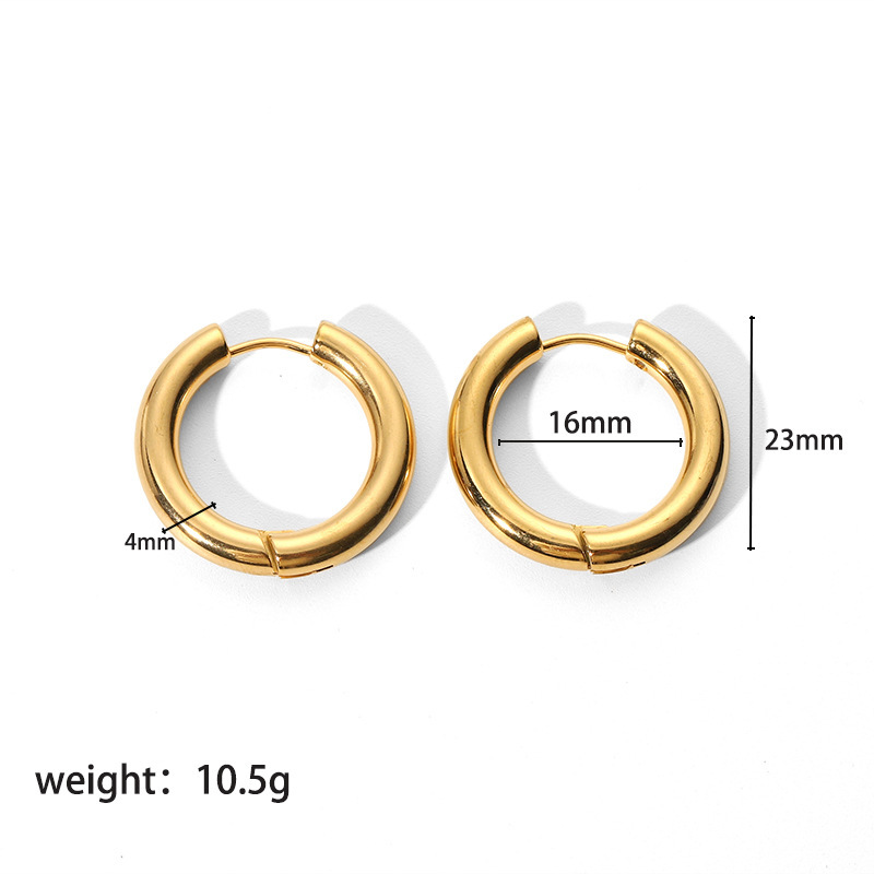 Waterproof Tarnish Free Stainless Steel Earrings 18K Gold Plated Hoop Earring