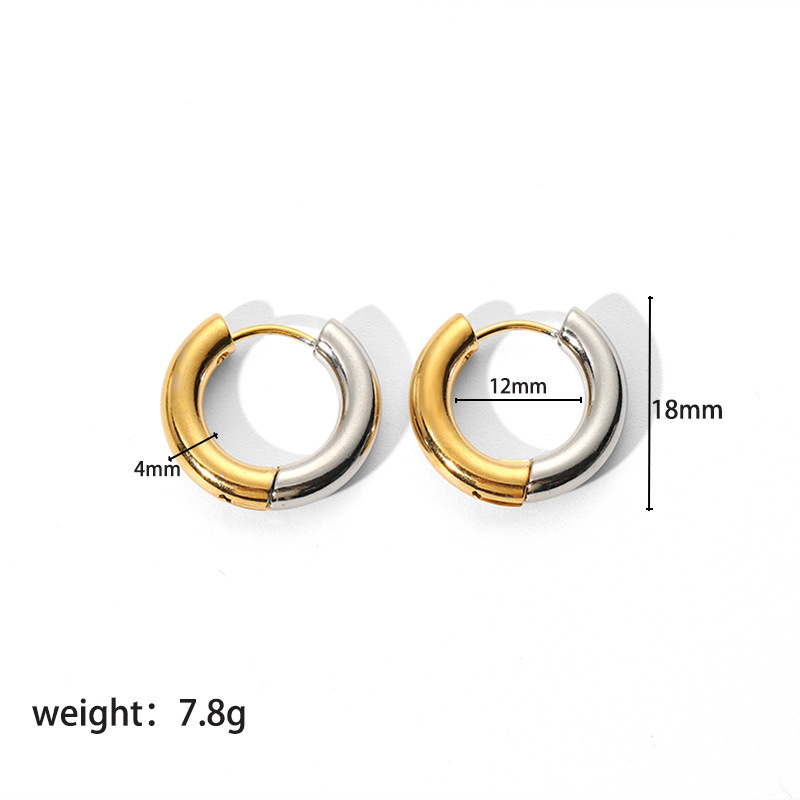 Waterproof Tarnish Free Stainless Steel Earrings 18K Gold Plated Hoop Earring