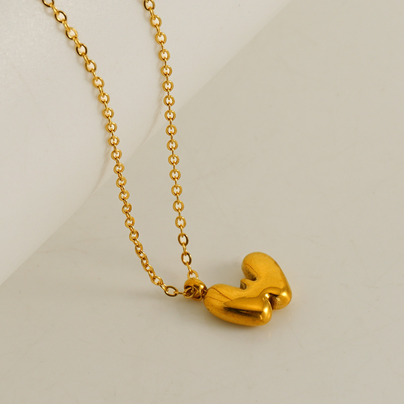 Fashionable minimalist new style 26 English letter pendants stainless steel golden mini bubble letter necklace
