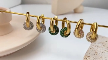 Minimalist Versatile Removable Earrings 18K Gold-Plated Stainless Steel Full-Diamond Women's Jewelry