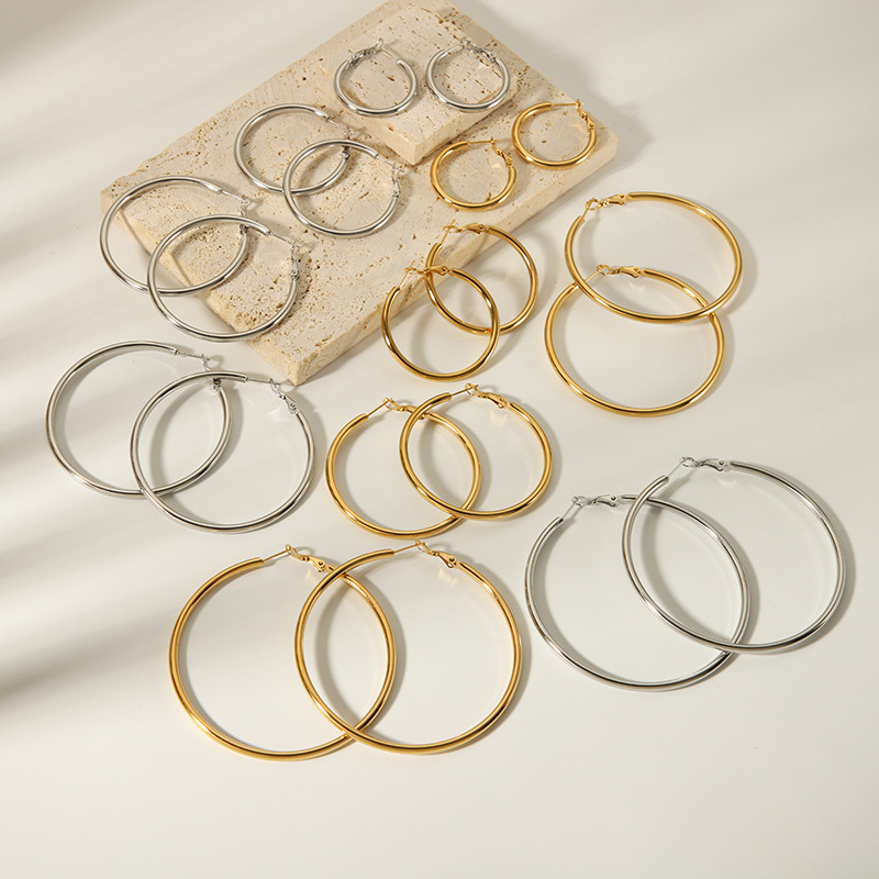Stainless steel earrings jewelry gold plated hoop earrings for women