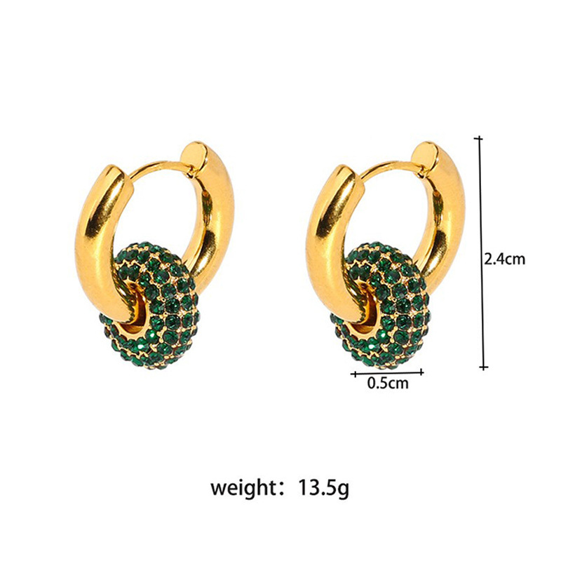 Minimalist Versatile Removable Earrings 18K Gold-Plated Stainless Steel Full-Diamond Women's Jewelry
