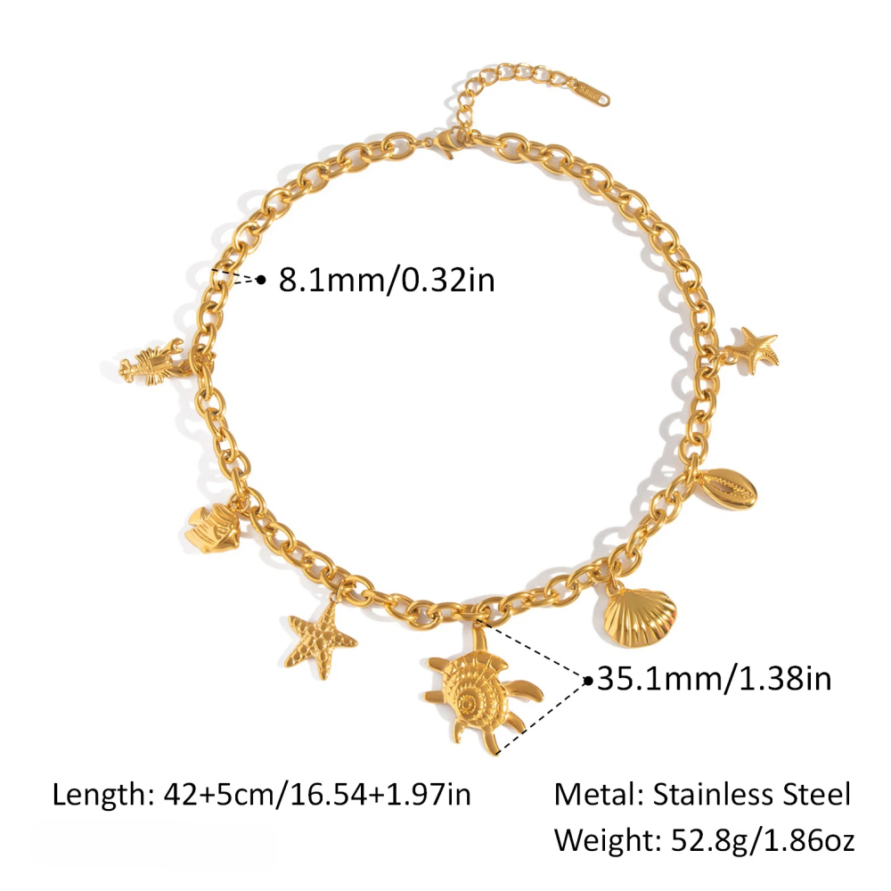 Stainless Steel Necklace Accessories - 18K Gold-Plated DIY Dolphin Jewelry with Natural Freshwater Pearls for Women