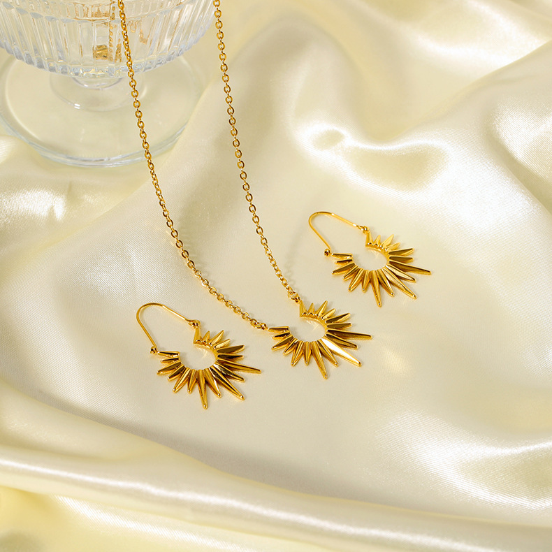 Wholesale Stainless Steel Jewelry Set Earrings Necklaces with Sunflower Pendants