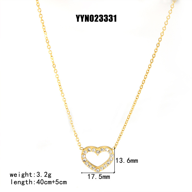 Wholesale Heart-Shaped Stainless Steel Necklaces - 18K Gold-Plated Jewelry