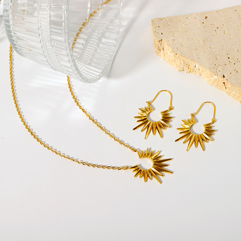 Wholesale Stainless Steel Jewelry Set Earrings Necklaces with Sunflower Pendants