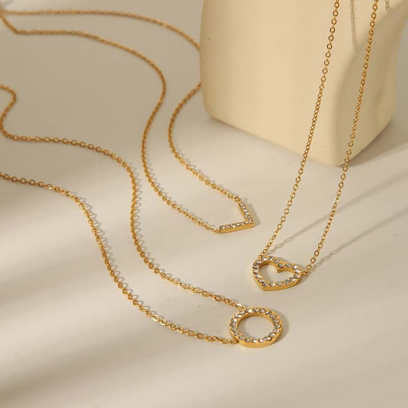 Wholesale Heart-Shaped Stainless Steel Necklaces - 18K Gold-Plated Jewelry