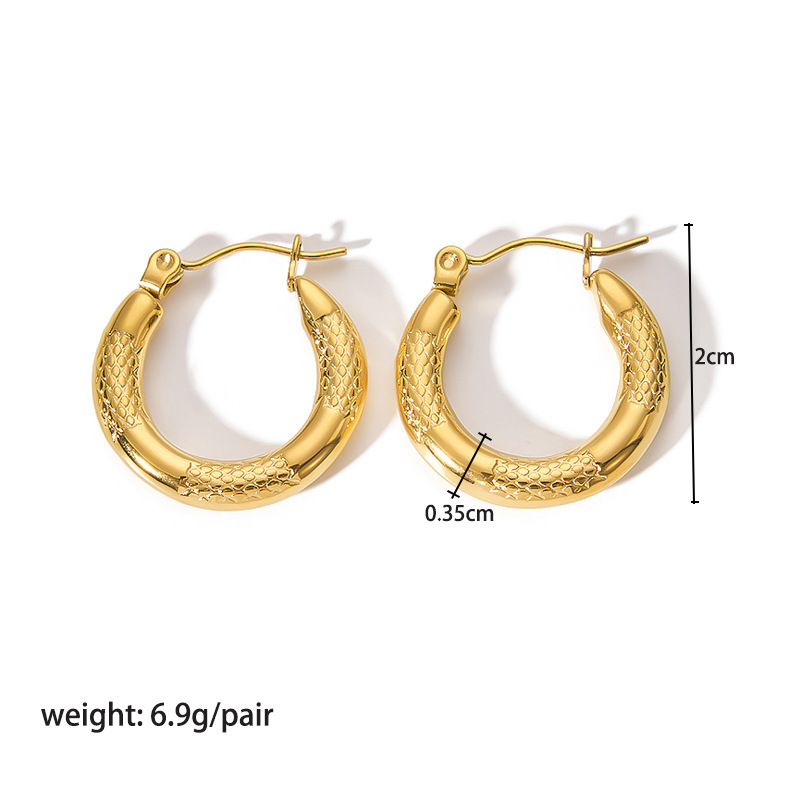 18K Gold-Plated Stainless Steel Circle Earrings for Women - Fashionable Stainless Steel Daily Wear Earrings