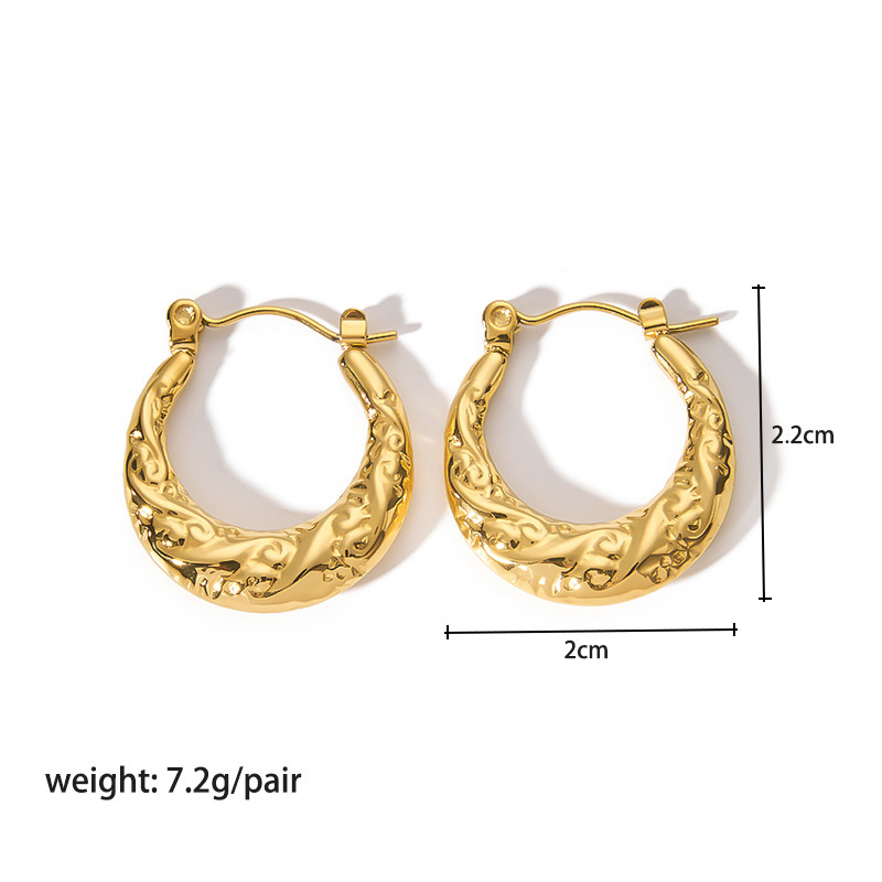 18K Gold-Plated Stainless Steel Circle Earrings for Women - Fashionable Stainless Steel Daily Wear Earrings