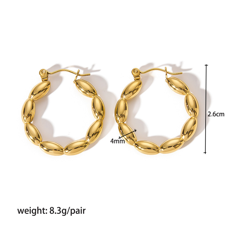 18K Gold-Plated Stainless Steel Circle Earrings for Women - Fashionable Stainless Steel Daily Wear Earrings