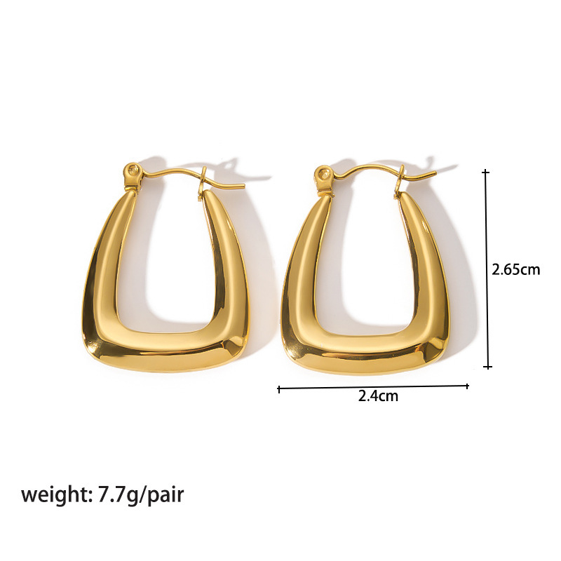 18K Gold-Plated Stainless Steel Circle Earrings for Women - Fashionable Stainless Steel Daily Wear Earrings