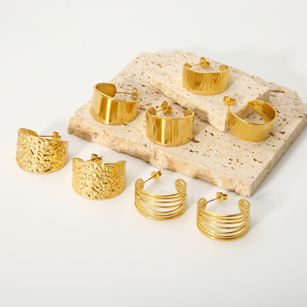 Wholesale Women’s Earrings Stainless Steel Ear Accessories with 18K Gold Plated