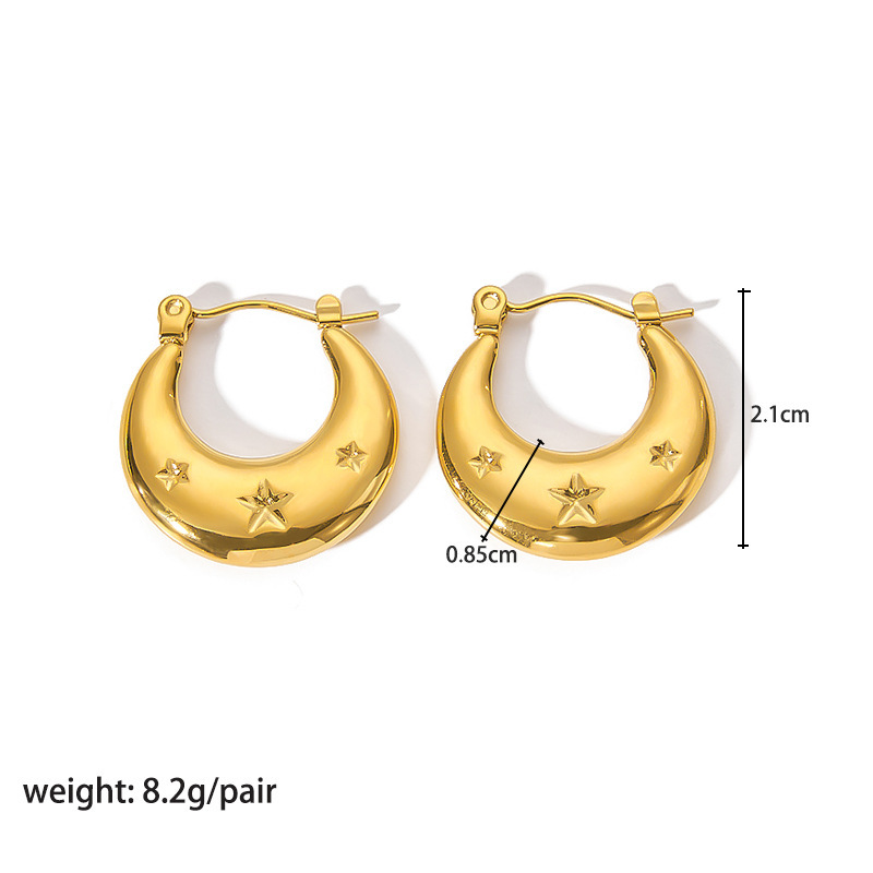 18K Gold-Plated Stainless Steel Circle Earrings for Women - Fashionable Stainless Steel Daily Wear Earrings