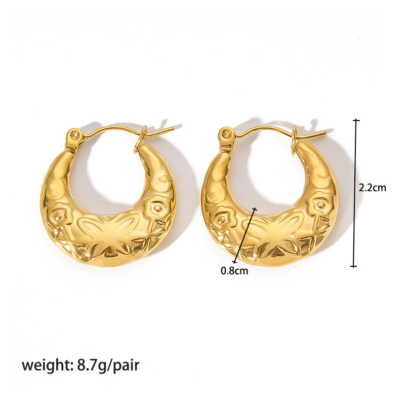 18K Gold-Plated Stainless Steel Circle Earrings for Women - Fashionable Stainless Steel Daily Wear Earrings