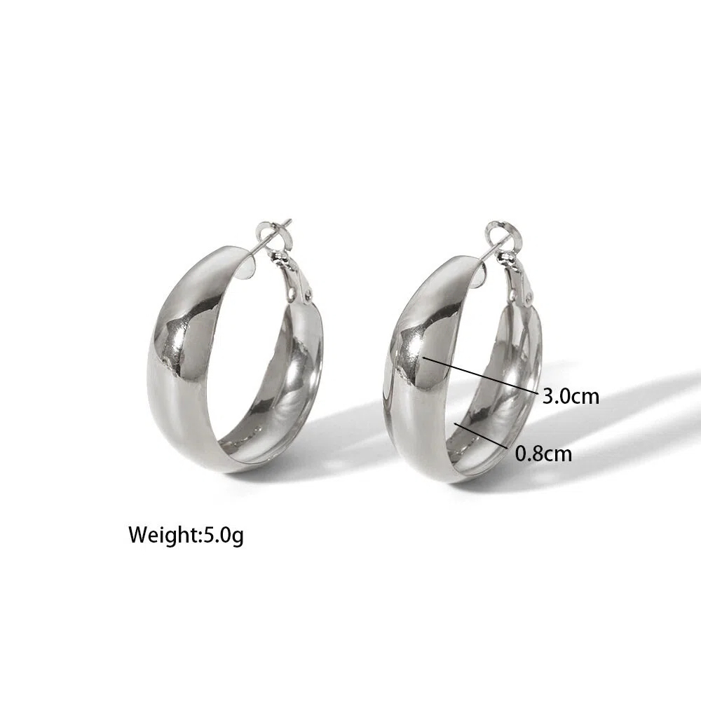 Fashion New Arcuate Round Earrings Minimalist Hoops Stainless Steel Ear Jewelry Wholesale Geometric