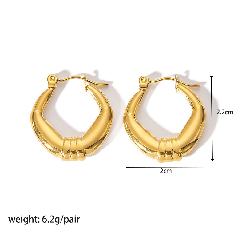 18K Gold-Plated Stainless Steel Circle Earrings for Women - Fashionable Stainless Steel Daily Wear Earrings